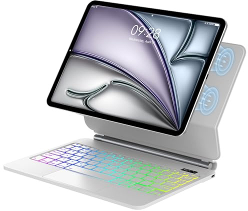 WINCHKING Magic Keyboard Case for iPad Air 11 (M3 2025/M2 2024), Keyboard Cover for iPad Pro 11 4th/3rd/2nd/1st (2022-2018) and iPad Air 10.9 5th/4th(2022/2020), White