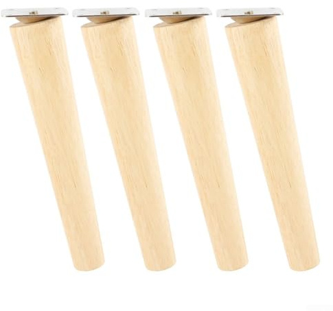 4 x multifunktionale Holz-Möbelbeine für Sofas, Couchtische, Kommoden mit Gummi-Bodenschutz (schräg 15 cm)
