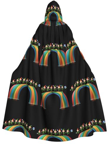 WHJDPP Umhang mit Kapuze, Feen, die auf dem Regenbogen tanzen, Bild, Halloween, Erwachsenen-Kapuzenumhang mit Fliege für Kostümpartys, Cosplay