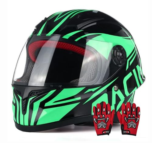 DOT-Godkänd Barnmotorcykelhjälm, Gokart-Elscootermopedhjälmar, Barnpojkar-Flickor-Dirtbike-Fyrhjuls-ATV-Hjälm För 3-14 År Gamla D 5,XL/(53~54cm)