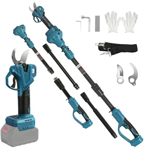 Akku Astschere Kompatibel mit Makita 18V, 2 in 1 Elektrische Gartenschere mit 2M Verlängerungsstange, Max.35 mm Schnittdurchmesser, LCD Display, Astschere Teleskop Ausziehbar bis 4,5m (ohne Akku)