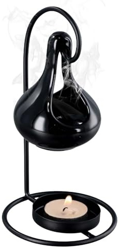 Aroma Diffusor, Hängender Kessel Wachsbrenner, Keramik Duftlampe für Ätherische Öle, Aromalampe Teelichthalter Duftöl und Duftwachs, für Zuhause, Spa, Meditation, Schwarz