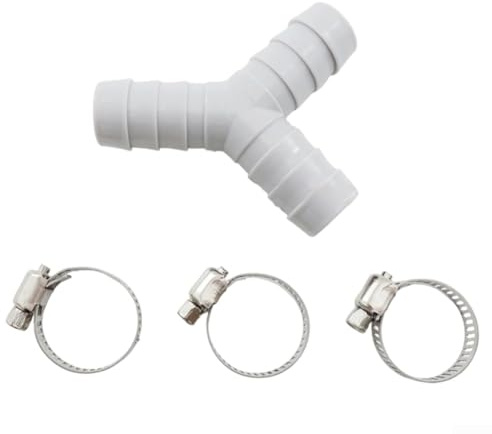 Y-förmiger Ablaufschlauchverbinder für Waschmaschine und Geschirrspüler Ablaufrohre - Kunststoff-Doppelauslass-Schlauchverschraubung mit 2 Anschlüssen + 6 Klemmen, Home Plumbing Drain Solution