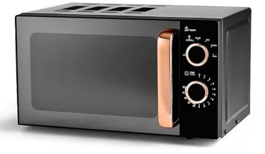 Black and Rose Gold Manual Microwave GMM201RG-21, Manual Control, Defrost Function