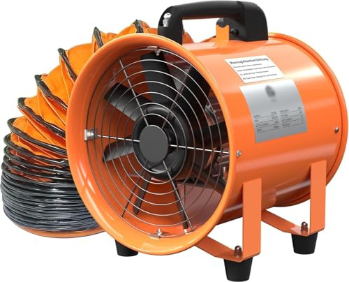 RsxPtyxagoros Dust Extractor Ventilation Fan 12 Inch Portable Axial Exhaust Fan 380W/2.6A 1600CFM High Velocity Ventilator with 16FT Duct Hose for Exhausting & Ventilating at Home and Job Site