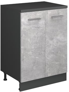 Vicco Erweiterungsschrank Rion, Beton/Anthrazit, 60 x 46 cm ohne Schräge mit 2 Türen, kombinierbar mit Rion Dachschrägenschränken und Schrankmodulen