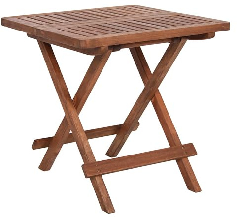Spetebo Holz Beistelltisch klappbar Eukalyptus Natur geölt - 50x50 cm | Gartentisch, Balkon Tisch faltbar, wetterfest, quadratisch, FSC