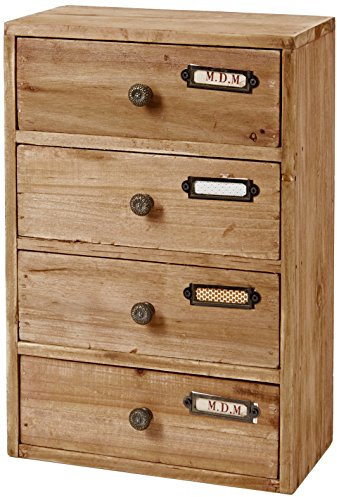 Geko Tall 4-Drawer Storage, Wood, Brown, 23 x 13 x 34 cm