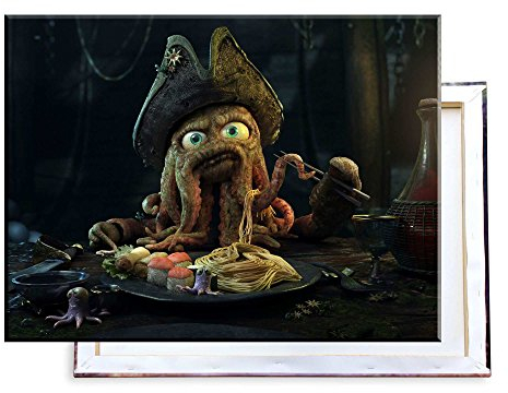 Unified Distribution Fluch der Karibik Tintenfisch - 80x60 cm - Bilder & Kunstdrucke fertig auf Leinwand aufgespannt und in erstklassiger Druckqualität