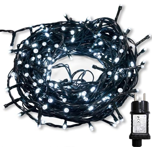 WISD LED Lichterkette 13m, 100er Weiß - Dimmbare Weihnachtsbeleuchtung auf Dunkelgrün Kabel mit 12 Modi, Timer und EU Stecker - Innen und Außen Deko für Weihnachtsbaum, Balkon, Zimmer, Garten