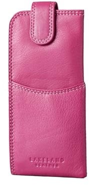 Lakeland Leather Glasses Case in Cranberry Pink - real leather soft spectacles pouch for men and women