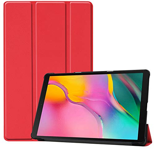 Saturcase, custodia per Samsung Galaxy Tab A 10.1 (2019), in pelle PU, pieghevole, con supporto, custodia protettiva per tablet Samsung Galaxy Tab A 10.1 (2019) SM-T510 T515 Red
