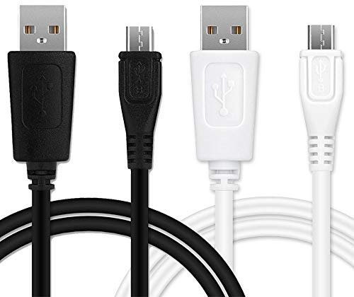 CELLONIC 2x Câble Micro USB vers USB A 2.0 1A 1m compatible avec Garmin Edge 520 Plus, 820, 1000, 1030 / Dashcam 55 / Zumo 595 / Dezl 760 Navigation GPS transfert données data charge PVC noir blanc