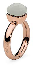 Qudo Firenze Edelstahl rose farbenem Ring mit light grey opal Stein (grau matt) (56 (18))