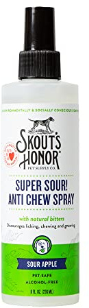 Skout's Honor Super Sour! Anti Chew Spray - Natural Ultra Bitter Formula to Help Deter that unwanted Chewing, Licking, and Biting - Safe for Pets - Safe for Indoor and Outdoor Use, 8 oz