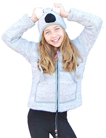 PINK YAK Jacke mit Tiermütze mit Form von Koala, für Kinder (S)