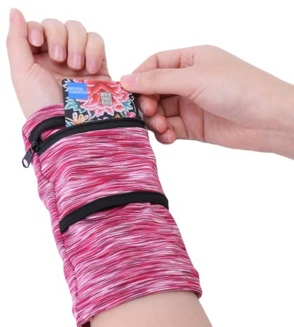 Handgelenkbeutel, Sport Handgelenktasche mit Reißverschluss, für Joggen, Spazieren, Laufen, Gassi gehen, Fahrrad und Yoga etc (Red, L)