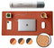 Nordik Kork Leder Schreibtischunterlage Kabelorganisator (Saddle Brown 89 X 43 cm) Premium Erweitertes Mauspad für Home Office Zubehör - Rutschfester Schreibtischunterlage aus veganem Leder