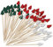OOTSR Paquete de 100 púas de madera con forma de árbol de Navidad, palillos de cóctel de 5.2 pulgadas, sándwich de frutas