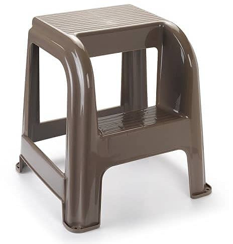 CABLEPELADO - Taburete de plastico con Escalon - Silla Peldaño - Escalon Elevador - Asiento Salva Alturas - apilable - Resistente - Color Marron