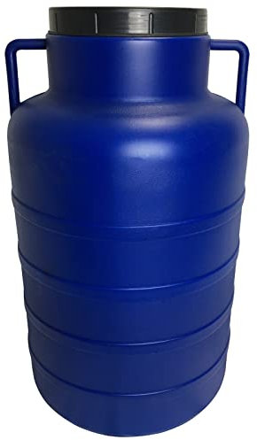 BAUPROFI Fût à col large de 60 l, bleu, ouverture de 19 cm, avec couvercle et poignées (qualité alimentaire)