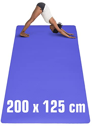 EYEPOWER 200x116 Fitnessmatte XXL Yogamatte 6mm rutschfest - Sport Teppich Bodenschutzmatte Fitness Sportmatte Groß - Gymnastikmatte Dicke Trainingsmatte XXL Unterlage Fitnessgeräte Matte Rudergerät