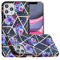 nancencen Handyhülle für iPhone 11 Pro (5.8) Hülle, Premium TPU Ultra Dünn Silikon Transparent Softshell Schutzhülle, Stoßfest Bumper Glitzer Marmor Blume Design Case Cover (Schwarz Lila)