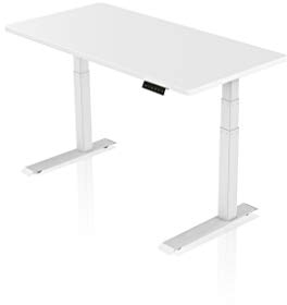 Könighaus - AGIL - Ergonomischer Premium Schreibtisch mit Doppelmotor - Elektrisch Höhenverstellbar (Weißes Gestell mit Weißer Tischplatte)
