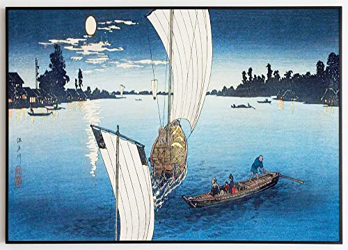 JOPRICO Fluss Edo (1923) von Hiroaki Takahashi - Japan Poster - Asia Dekoration - Vintage Japan Kunstdruck Größe 21x30cm (A4)