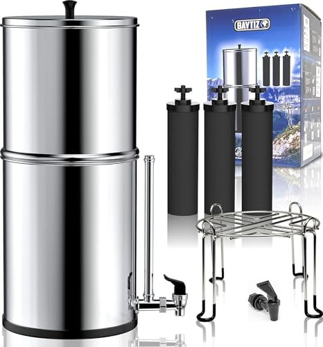 BAYTIZ ® Groß Wasserfilter Outdoor,Gravity Wasser filter,Wasserfilter Trinkwasser mit Aktivkohlefilter Kompatibel Berkey Water Filters Camping Trinkwasserfilter Filtersystem Survival Wasserspender