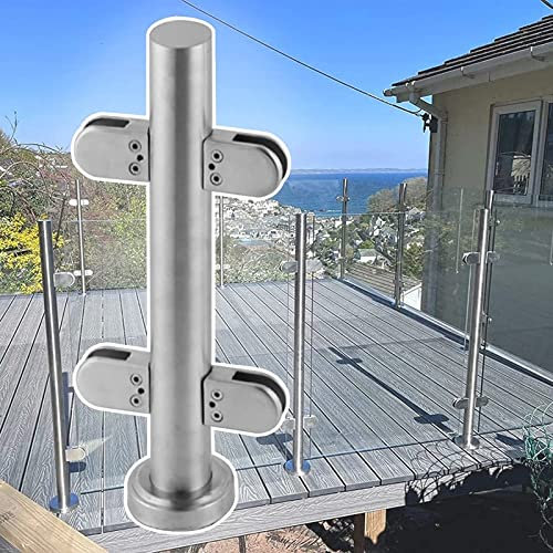 LILANAI Glas Geländerpfosten Glashalter Edelstahl Kommerziell Decksglas-Geländerpfosten, Innentreppe Baluster-Klemmplatten Pfosten, Mit Komplettset, Für Gartenzaun, Balkonschutz