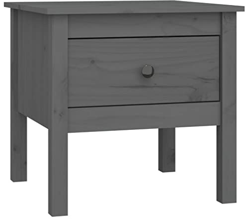 vidaXL Beistelltisch Couchtisch Wohnzimmertisch Kaffeetisch Sofatisch Teetisch Tisch Nachttisch Holztisch Grau 50x50x49cm Massivholz Kiefer