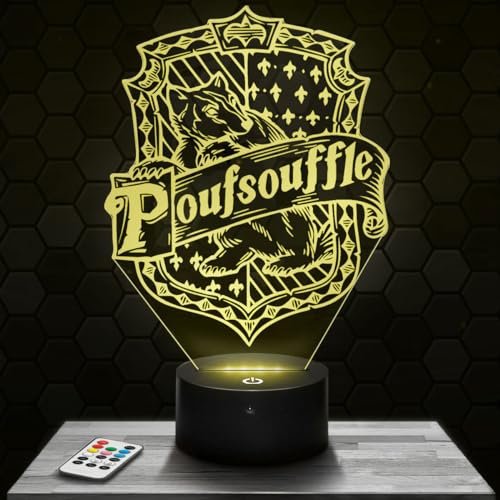 Nachttischlampe - Touch-Nachtlicht H. Potter Poufsouffle 3D-LED-Lampe Illusion, Geschenkidee Weihnachten Geburtstag Junge und Mädchen Nachttischlampe Kinder- oder Erwachsenenzimmer