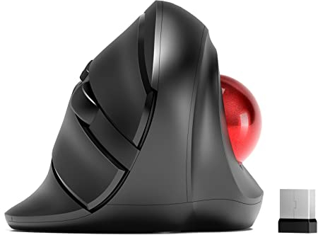 MicroPack Wireless Trackball Mouse, 2023 Upgrade Ergonomic Vertical Rollerball Computer Mouse, 3 Adjustable DPI, Easy Thumb Control for PC, Laptop, Mac, Windows - Black