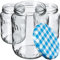 KADAX 24st Einmachgläser 720 ml, ideal zum Einkochen und Aufbewahren, Gläser mit Schraubverschluss, Einkochgläser mit Schraubdeckel, Twist Off to 82, Vorratsgläser zum Einlegen (Blau kariert)