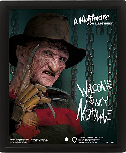 Pyramid International A Nightmare On Elm Street 3D-Linsenraster-Poster (Ketten-Design), 25 cm x 20 cm x 1,3 cm, gerahmte Wandkunst und 3D-Wandkunst-Bild im Bilderrahmen, offizieller
