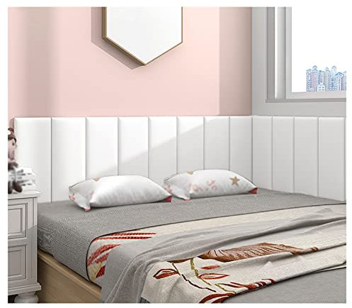 GOCHUSX Tête De Lit Capitonnée À Décoller Et À Coller, Panneau Mural 3D, Tampon Mural Auto-adhésif Imperméable pour La Maison Décoration De Chambre À Coucher(Blanc,20x50cm)