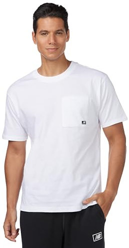New Balance Herren Nb Essentials Pocket Short Sleeve T-Shirt, Weiß, S