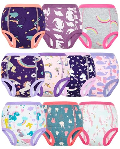 FLYISH Direct Pantalones de entrenamiento para orinal de algodón, fuertes y absorbentes, reutilizables, para niñas, 10 paquetes, morado, 4 años