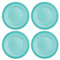 UPware Beaded Melamine Round Dessert Plates, Small Serving Plates, for Appetizer, Snacks, and Side Dishes, Aqua Blue, 6 Inch, Set of 4