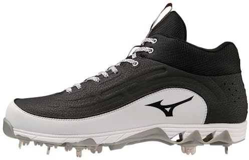 Mizuno 9-Spike® Ambition 3 Mid Men's Metal Baseball Cleat | Black-White | US Mens 7