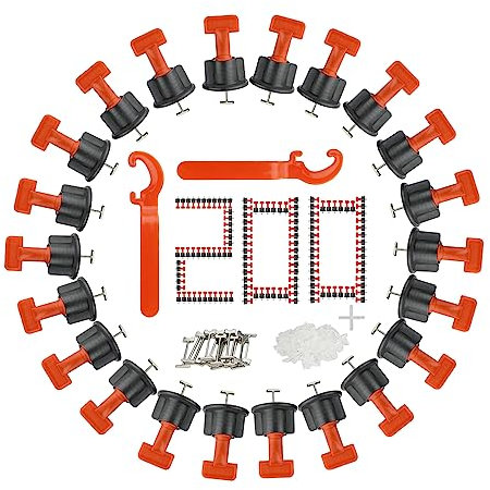 Tile Leveling System Kit, Reusable Tile Levelling Tool Kit, with 200pcs Tile Leveler Spacers, 500pcs 2mm Tile Spacers, 2 Special Wrenches and 15 T-Shaped Steel Needles, for Building Walls & Floors