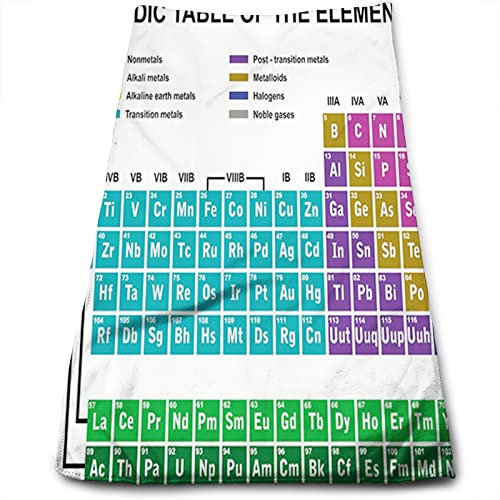 DJNGN Periodensystem-Handtücher, für Badezimmer, Science LabClub Kids, für die Küche, weißes Handtuch, blau, 68,6 x 40,6 cm