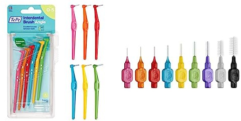 TePe Angle Interdentalbürsten gemischt (ISO Größe 0-5: 0,4-0 & - Lote de 8 cabezales interdentales para cepillo de dientes (con colgador, varios tamaños), multicolor