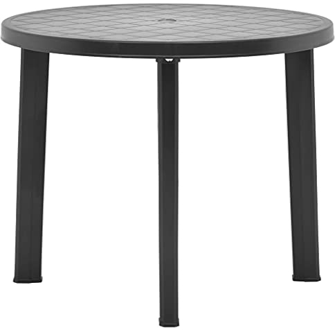 puraday Gartentisch Anthrazit 89 cm Kunststoff Bistrotisch Rund Gartentisch