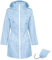 Durio Veste de pluie pour femme imperméable et respirante avec capuche, légère et pliable, veste d'extérieur avec cordon de serrage réglable, bleu clair, XL
