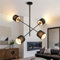 ZMH Pendelleuchte Esstisch Hängelampe Wohnzimmer - Wohnzimmerlampe Hängend Hängeleuchte Lampenschirm Esstischlampe Vintage Esszimmerlampe Schwarz Deckenlampe 4 Flammig Küchenlampe für Schlafzimmer