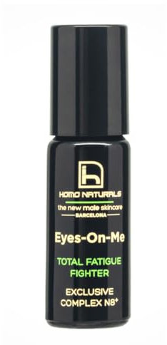 Homo Naturals Bio Augenkontur für Männer Roll on mit Make-up - Anti-Augenringe für Männer mit Hyaluronsäure und Kälteeffekt - Anti-Dunkelringe, Tränensäcke und Falten - 10 ml