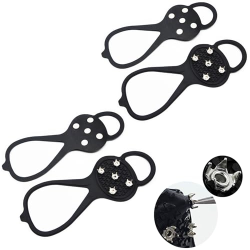 TreereSea 2 Paar Spikes für Schuhe Traktionsklampen Outdoor Anti-Rutsch mit 5-Krallen Ausrüstung Greifer Schneegriffe Kleets für Stiefel Schuhe Wandern Eisfischen Joggen Klettern Wandern - Universal