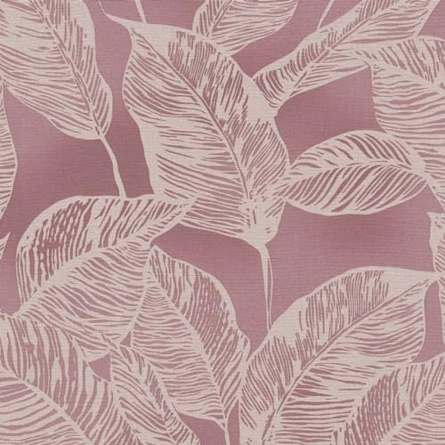BRICOFLOR Papier peint feuillage beige sur fond rose Tapisserie nature florale embossée Papier peint style jungle tropical idéal chambre